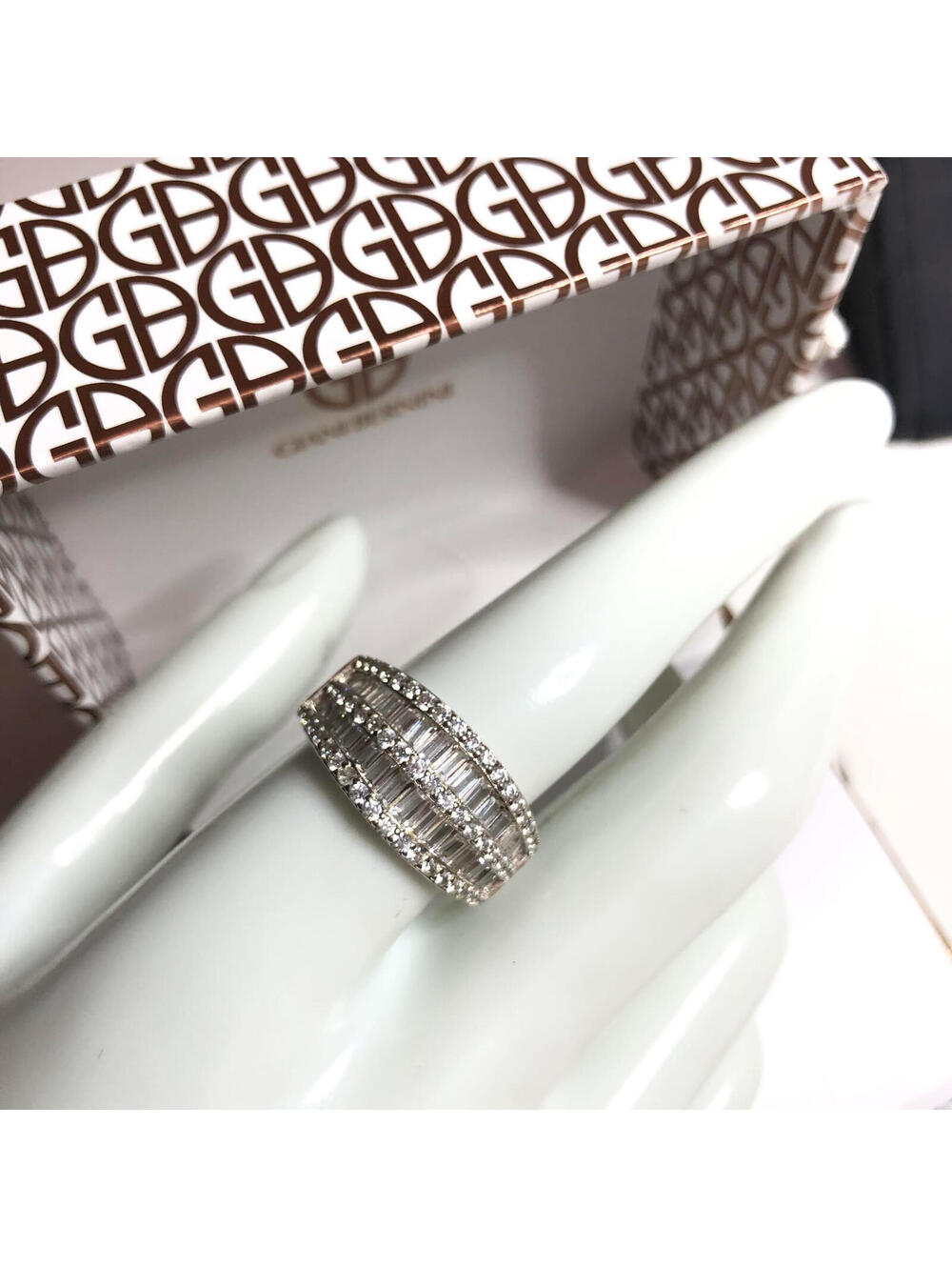 3738 Giani Bernini sterling silver 925  baguette cut CZ wide band ring sz 9